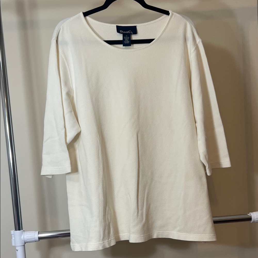 Denim&Co Cream Long Sleeve Women's Top